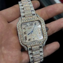 Iced Square Luxury Watch – Moissanite (Two-Tone)