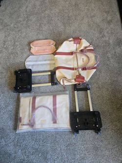 Brand New 2-Pack TSA-Approved Luhxe Foldable Luggage Set – Snow/Leather – Local Pickup