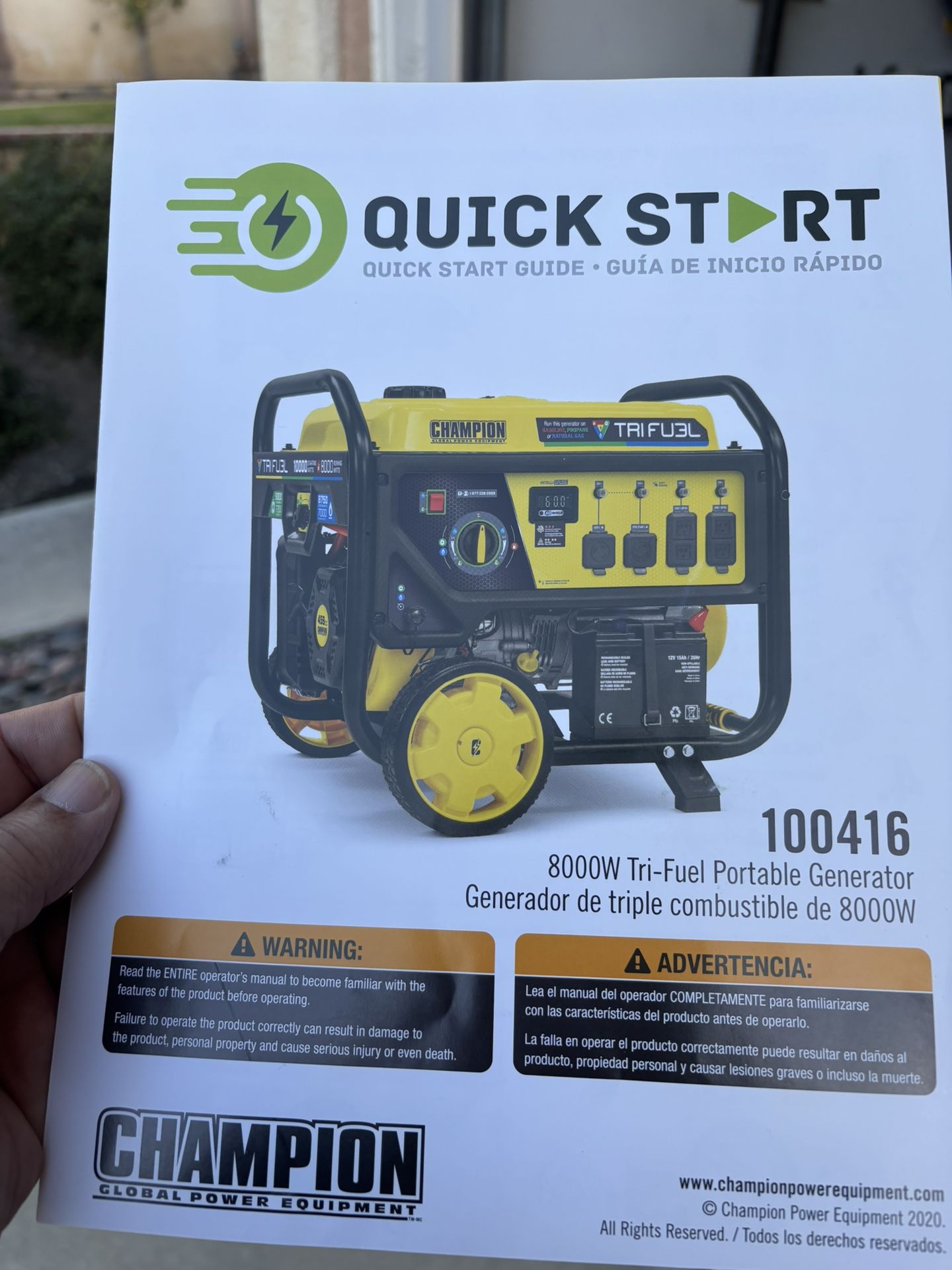 Champion 3 Way 8000w Generator.