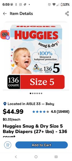 Huggies size 5 136 count retails for "48.99 each