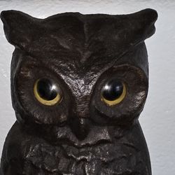 Antique Victorian Black Owl Glass Eyes Halloween 