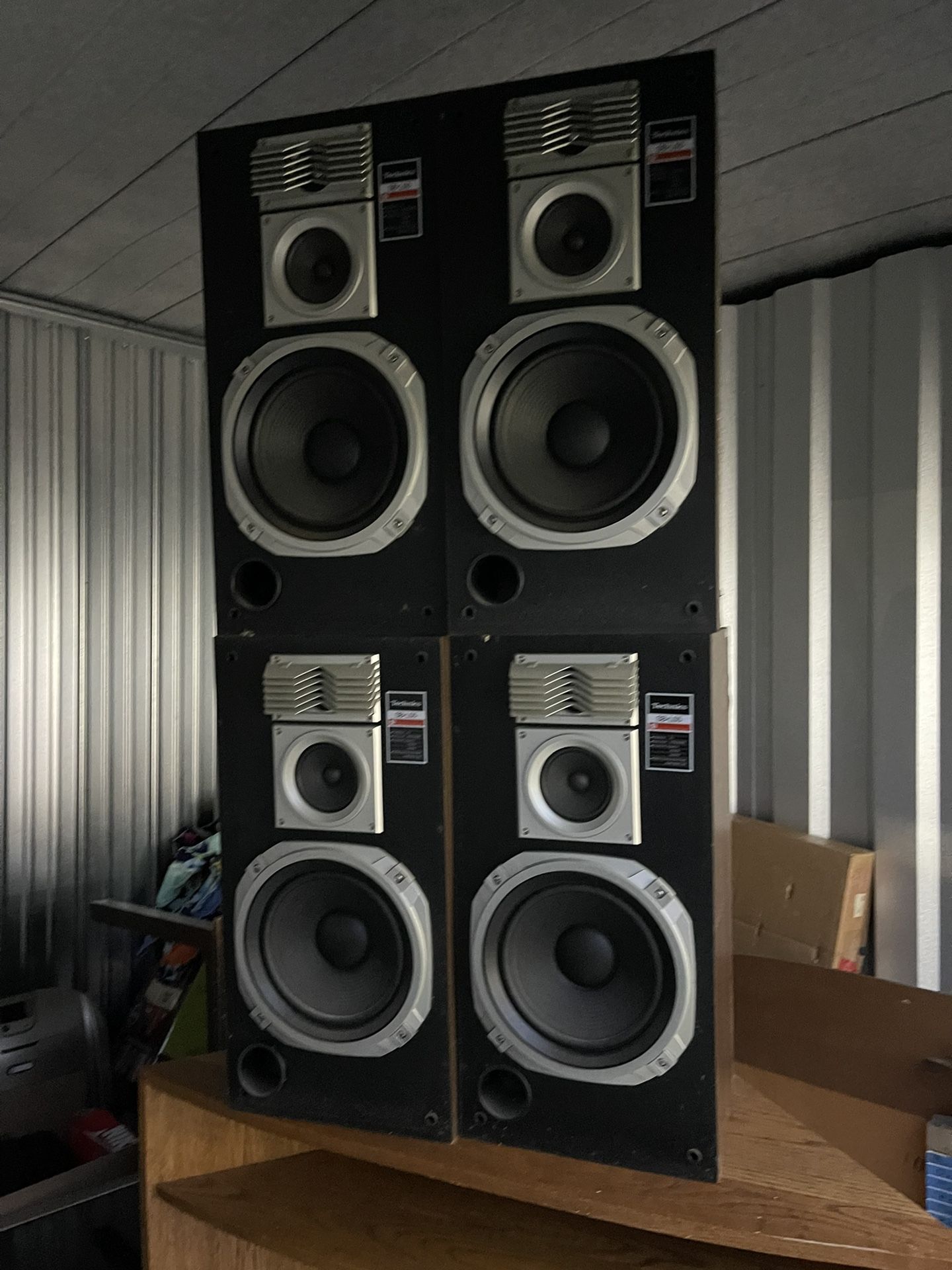 4 Technics Speakers With Covers. Model In Picture