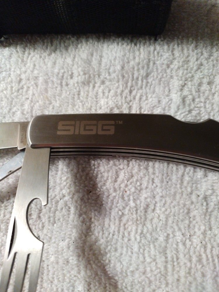Sigg, Camping Spoon Fork Anb Knife With Case New