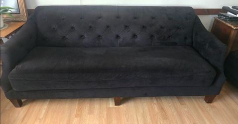 Black Tufted Velvet Sofa – Good Used Condition Nice Piece
