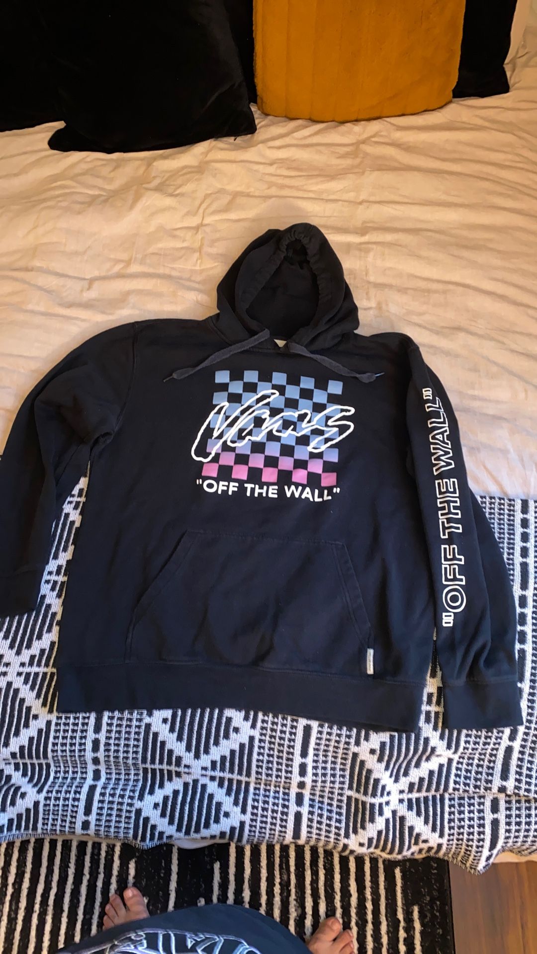 VANS BLACK CHECKERED HOODIE MENS