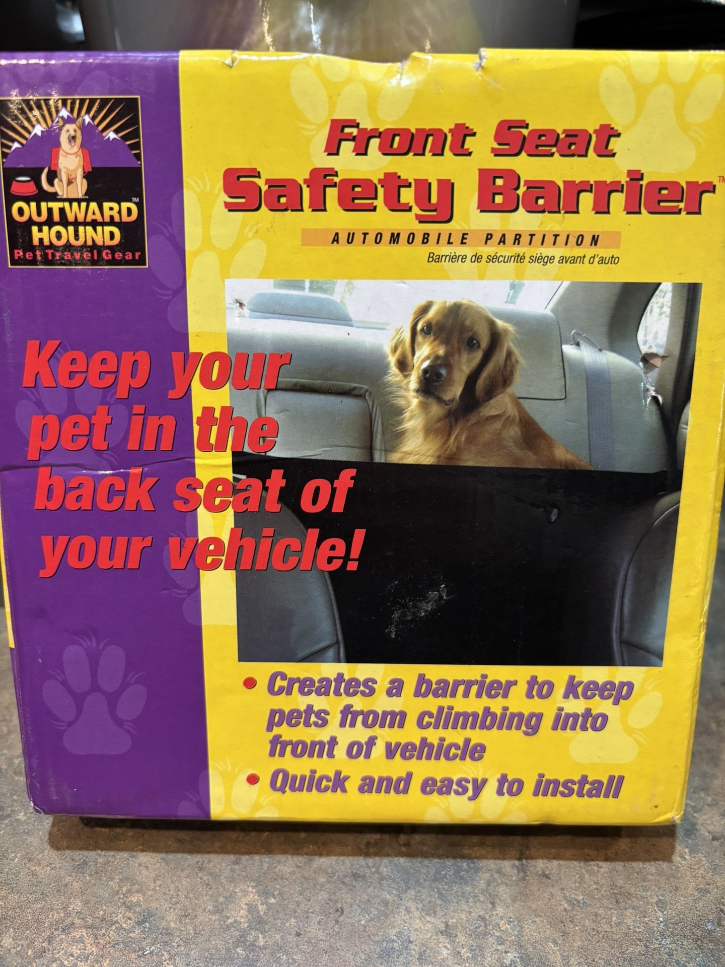 Front Seat Safety Barrier. New. Car barrier for dog 