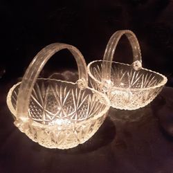 2 Vintage Pressed Glass Dishes w/handles