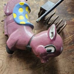 Cast Iron Piggy Toy With Spring. 