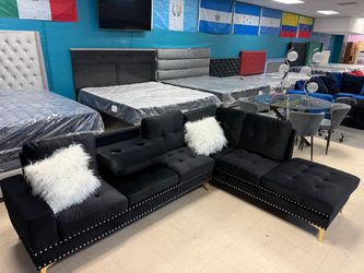Sectional sofa black velvet