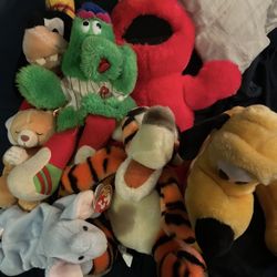 80’s & 90’s Stuffed Animal Variety Pack w/ Tickle Me Elmo & Philly Phanatic
