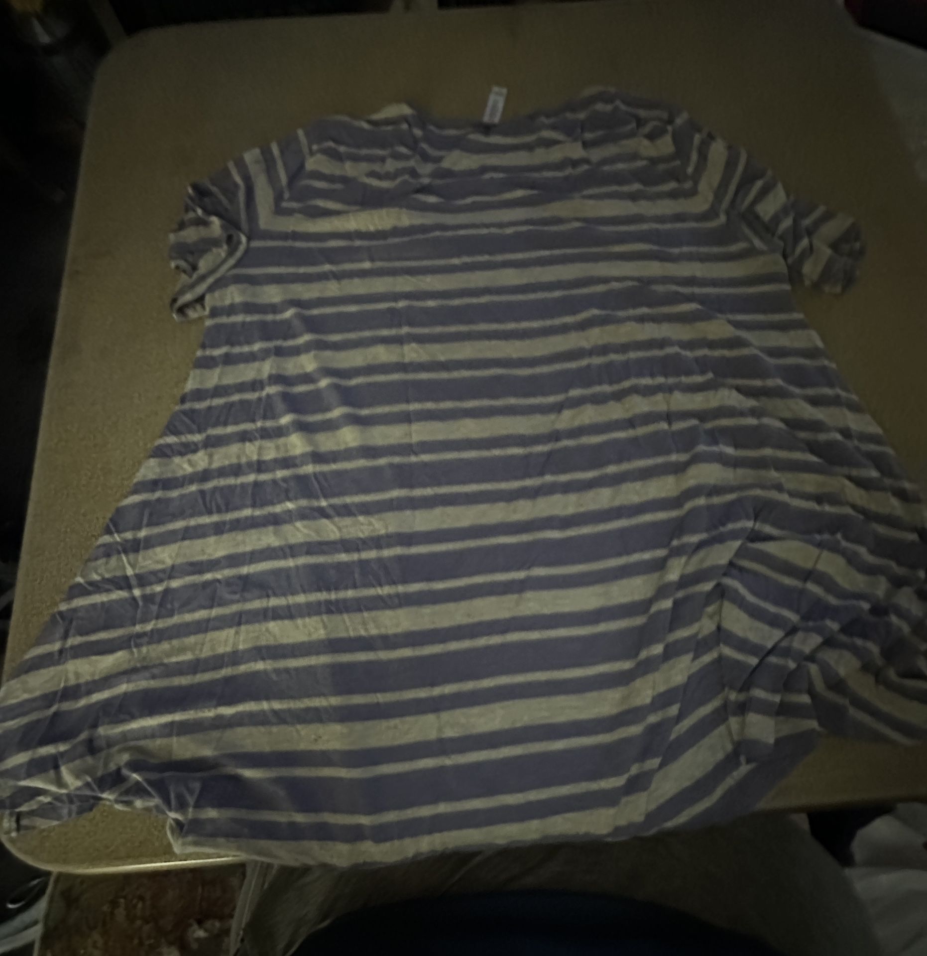 LuLaRoe Women's Perfect Tee, Size XL, Periwinkle/Grey Stripe