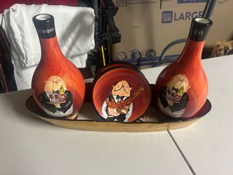 Ceramic Oil and Vinegar Set with Tray