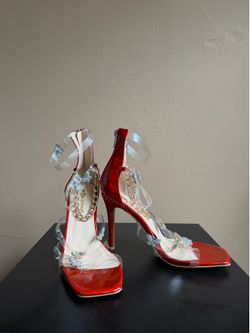 Jolimall Red Patent Butterfly Stiletto Heels Size 8