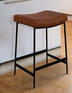 1, Modern Backless Upholstered Kitchen Counter Bar Stool with Saddle Seat