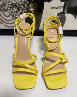 BP Karlaa Women’s Yellow Strappy High Heel Sandals Size 11M