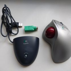 Logitech Cordless TrackMan Wheel Mouse (Model:  T-RA18) For Sale 