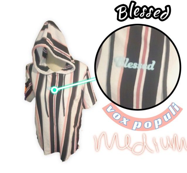Vox Populi- For The People "Blessed" Hooded Short Sleeved Stripped Tee