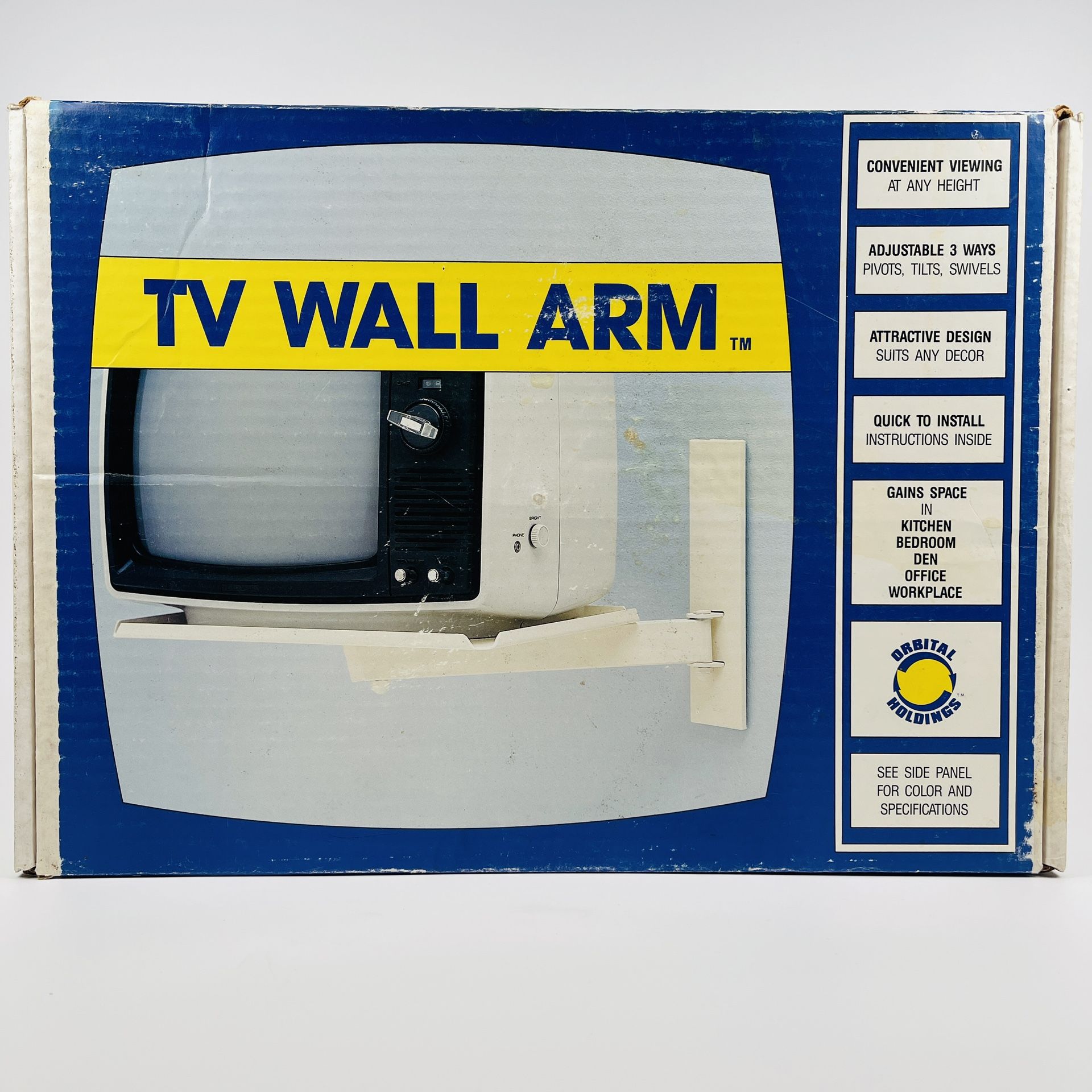 Vintage 1980s The TV Wall Arm Mount Compact 13” CRT TV Swivels Up To 60lbs NEW