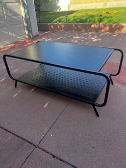 Modern Black Coffee Table with Storage Shelf