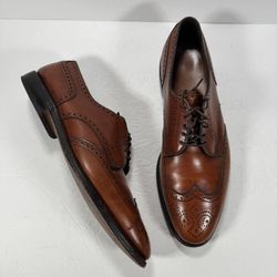 Allen Edmonds Concord Brown Leather Wingtip Oxford Dress Shoes Size 11 C