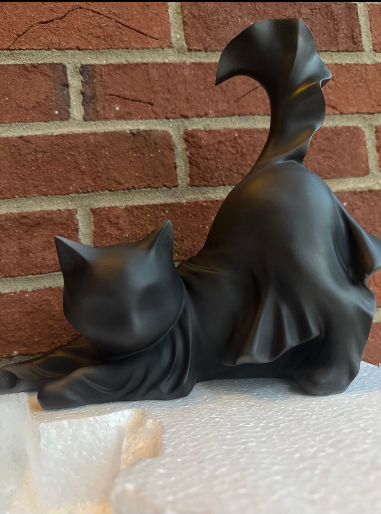 Cracker Barrel HALLOWEEN Black Cat Ghost Statue Stretching Figurine  Accent