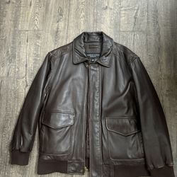 Vintage Men's Jacket - Brown - L- Cambridge Classics Leather Bomber Jacket.