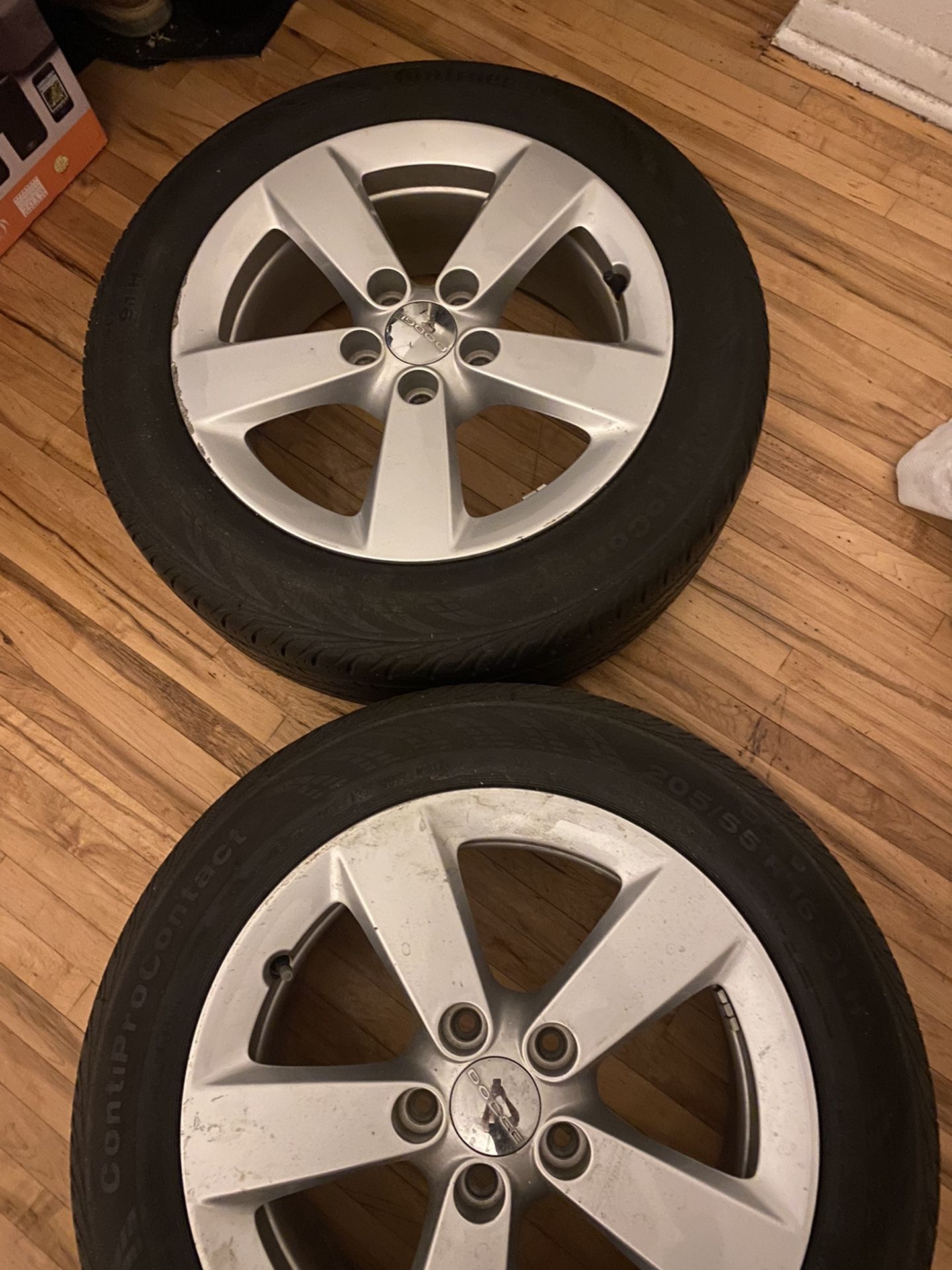 2 rims with half life tire, 5 Holes , 205/55/R16