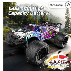 RC Car, 1:14 Remote Control Monster Truck, 2 Batteries for 45.6 km/h High-Speed Driving, All-Terrain 2.4GHz Rock Crawler Toy Gift for Boys Girls Kids