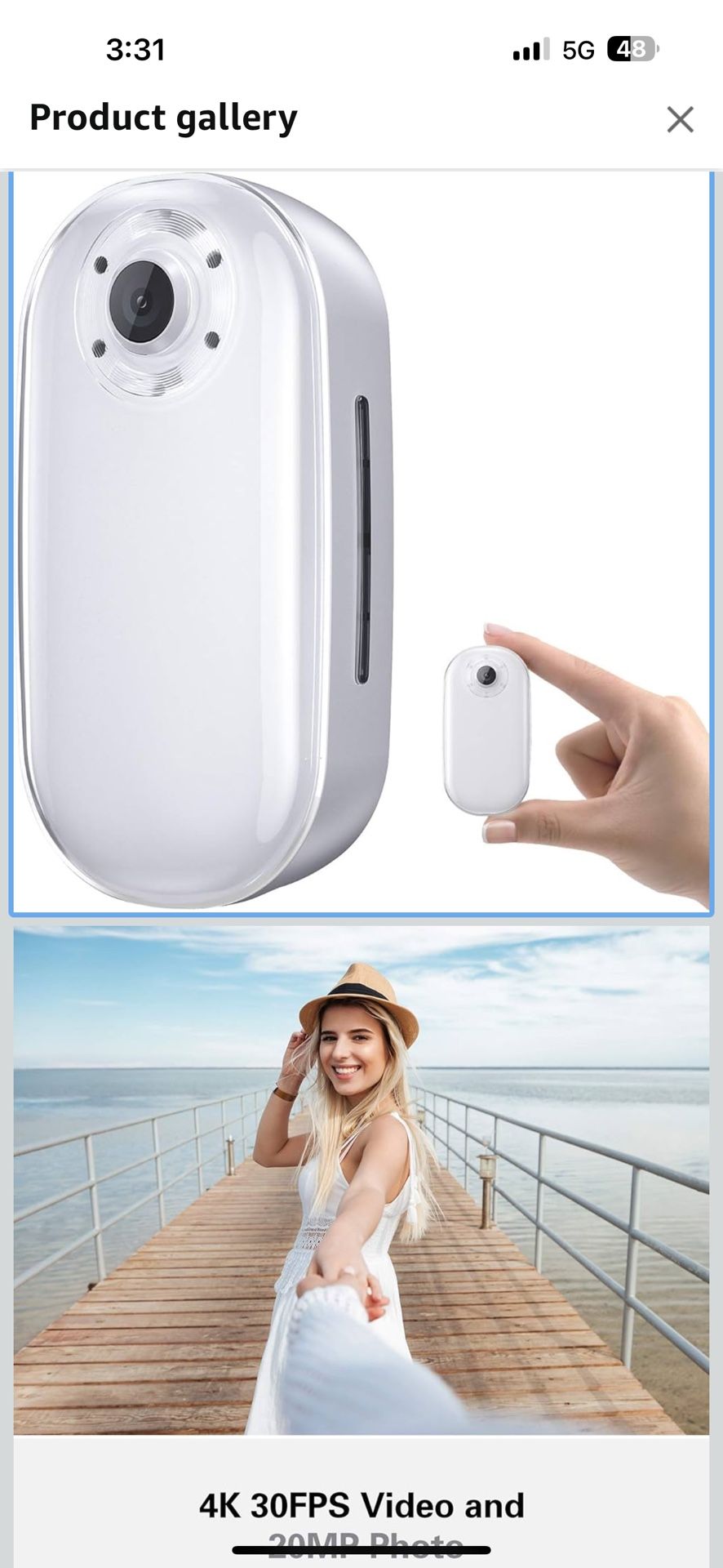 Keychain Body Action Camera 4K30FPS 20MP with EIS 2.0 and 60min Video Recording Slow Motion Time Lapse Hands-Free Mini Vlogging Camera On-The-Go 2023