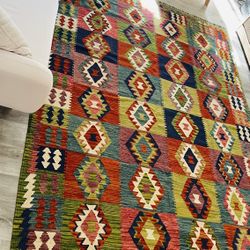 Beautiful 🤩 Handmade  BRAND NEW GIANT MULTICOLOR Kilim 9.8* 6.8 ft ONLY → $615!!
