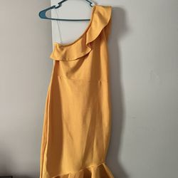 One Shoulder Yellow Dress 