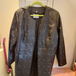 Pamela Mccoy Black Leather Studded Jacket