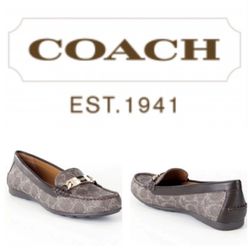 Coach ‘Olive’ Signature Embossed Canvas Loafer (6.5) in Bark/Chestnut
