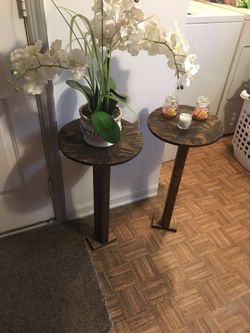 Walnut honey stain side table set