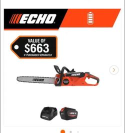 Echo 56V 18 in. Cordless Electric Battery Brushless Rear Handle Chainsaw Kit with 5.0Ah Battery and Charger As IS