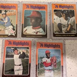 5 mint 1974 highlights baseball cards in plastic
