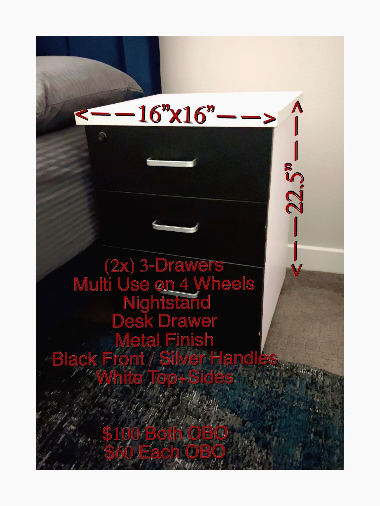 Nightstand 3-drawer (2 Available)