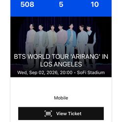 BTS World Tour “Arirang” – Los Angeles | 1 Concert Ticket | Digital Transfer