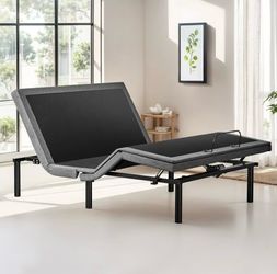 MCQ Full Size Electric bed frame equipped with two USB ports and a wireless remote control, with separately adjustable head and foot sections. MBCQWS-