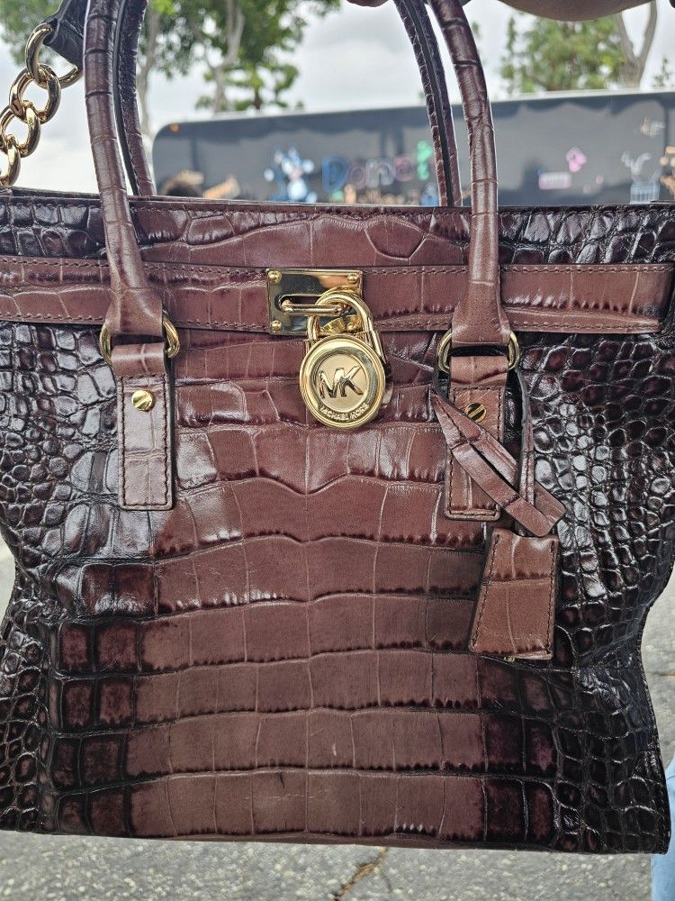 Michale Kors Brown Crocodile Shoulder Bag