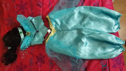 Girls Costume Official Disney Jasmine Size 4-6 With Wig
