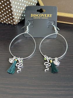 Lightweight Green Tassel and Snake Earrings
