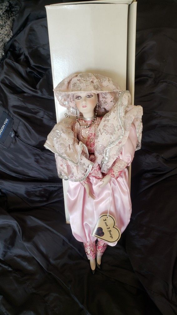 J&J Design Pink Porcelain 17 " in box. Excellent condition!