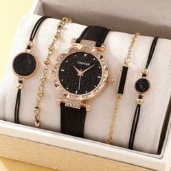 Fashion Leather Belt Watch Set
