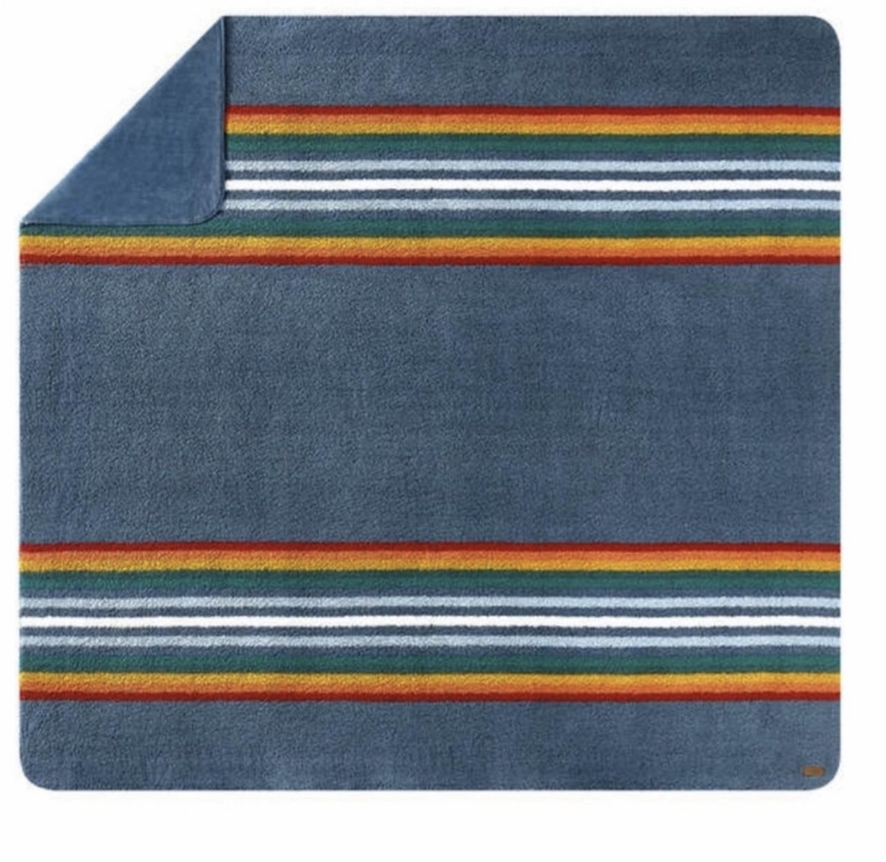 NWT Blue Serape Stripe Pendleton Sherpa Fleece Blanket QUEEN