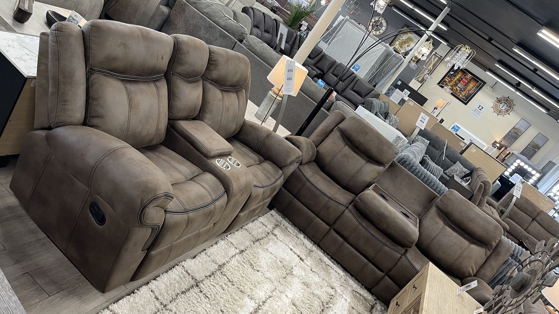 Brown Reclining Sofa And Rocker Reclining Loveseat