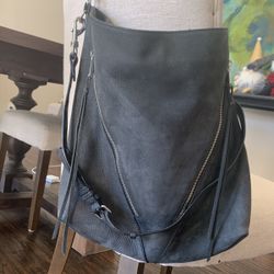 Rebecca Minkoff Black Velvety Suede Hobo HandBag 