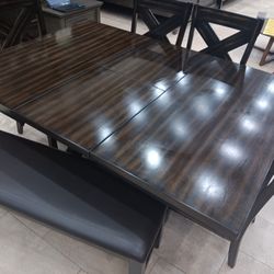 *Memorial Day Now*---Kelly Classic Wood Dining Table Sets W/4 Chairs And Bench---Delivery And Financing👌