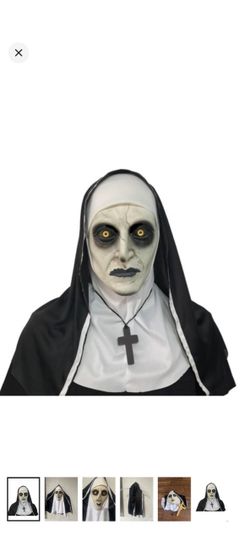 Scary Nun Mask, Latex Nightmare Masks with Scarf and cross adult size
