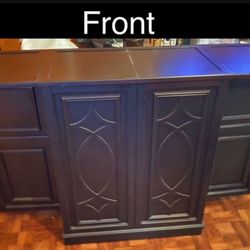 Professional Oak Wood Bar W/ 2 Barstools 